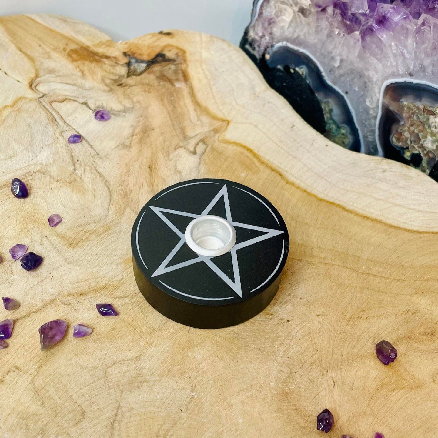 Bougeoir pentacle noir