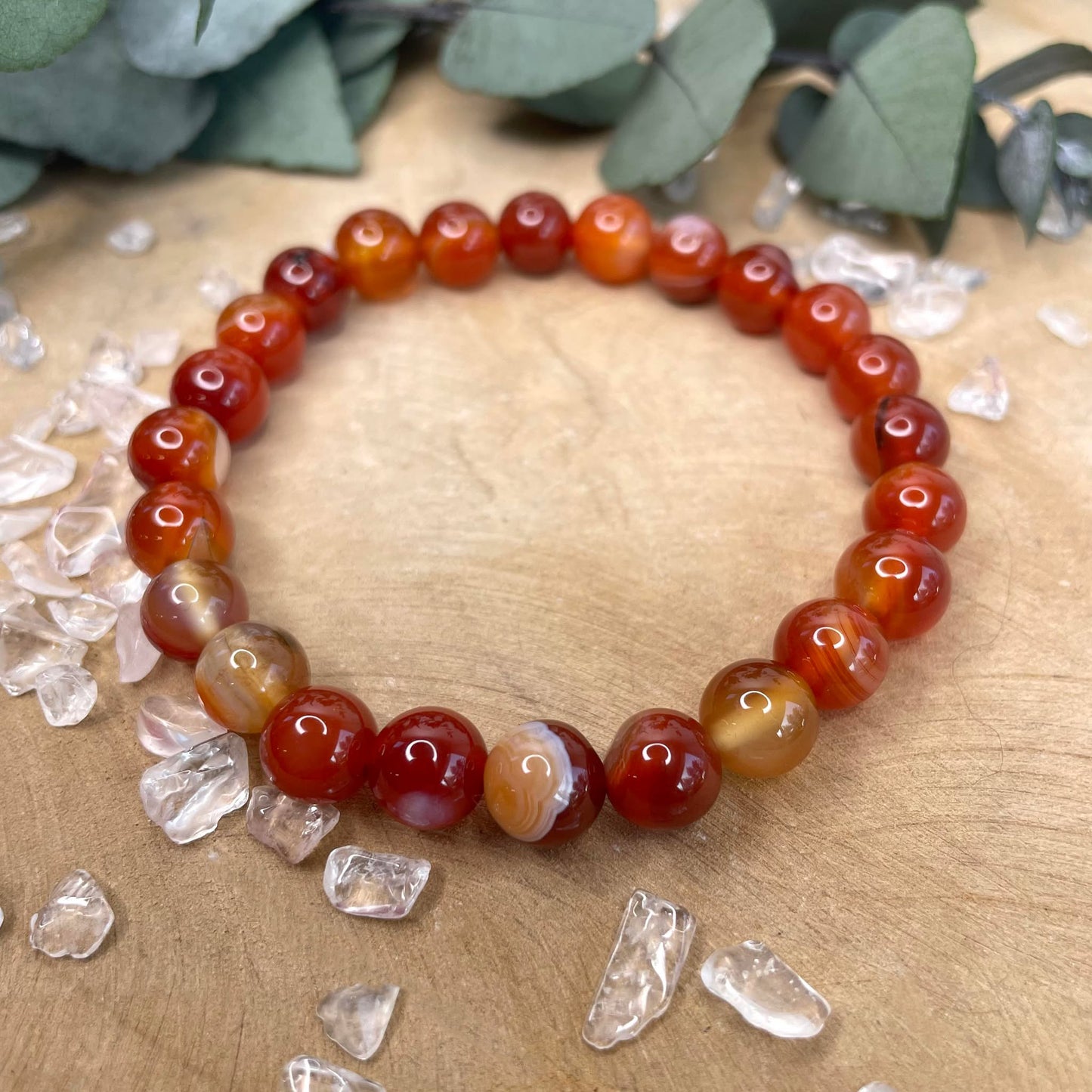 Bracelet Cornaline rubanée 8 mm