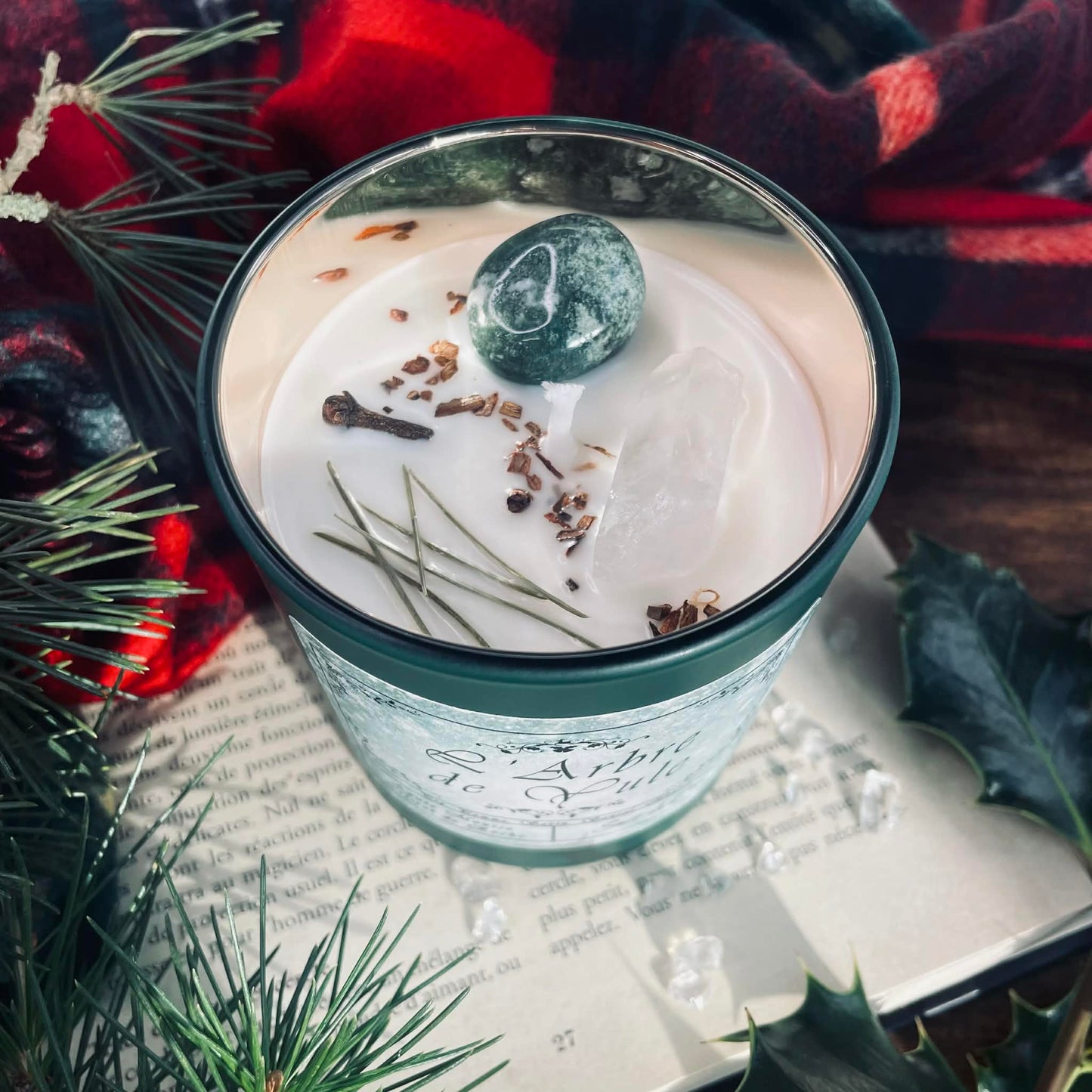 Bougie pot or et vert L'Arbre de Yule
