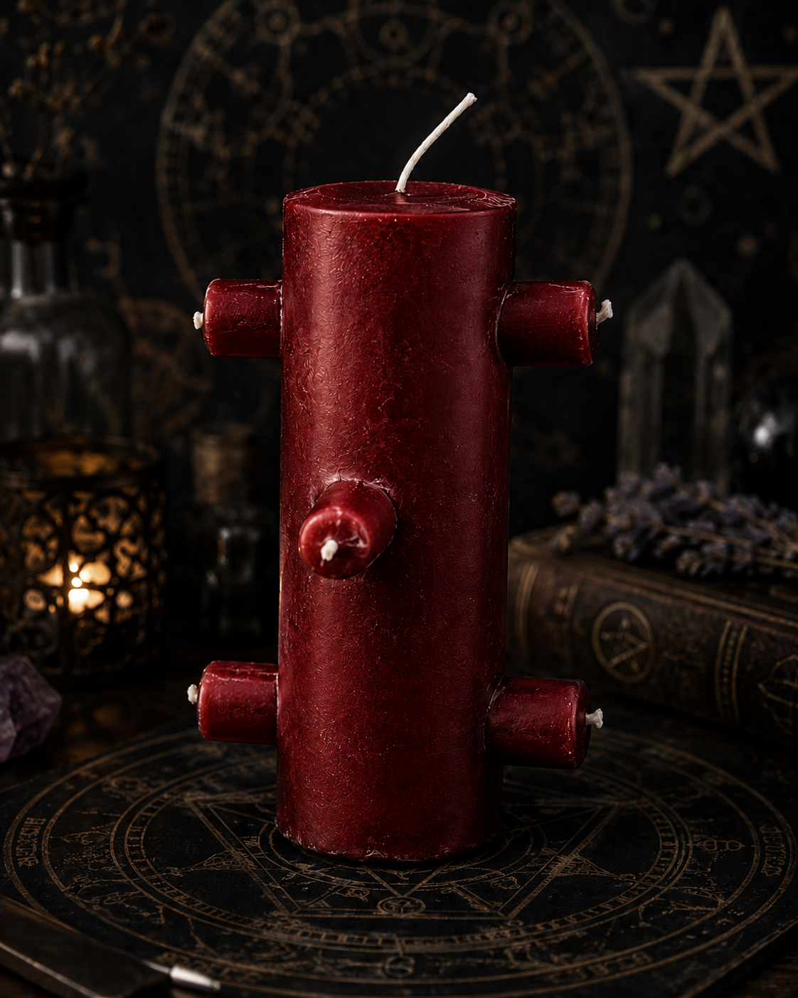 Bougie à 7 méches rouge
