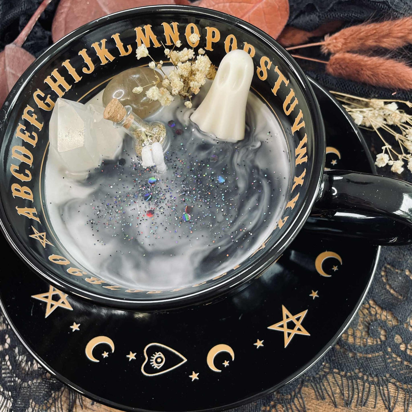 Bougie Tasse à thé et soucoupe noires