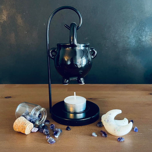 Brûleur à fondants parfumés chaudron noir suspendu IMPARFAIT 1