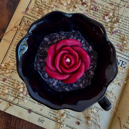 Bougie Tasse à Thé et soucoupe rose noire