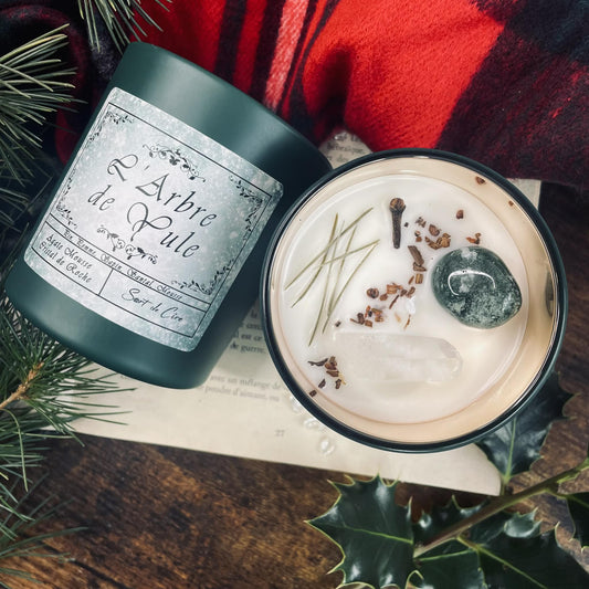 Bougie pot or et vert L'Arbre de Yule