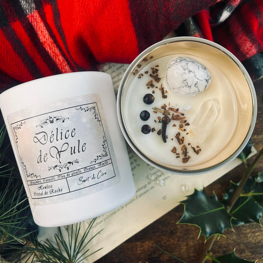 Bougie pot or et blanc Délice de Yule