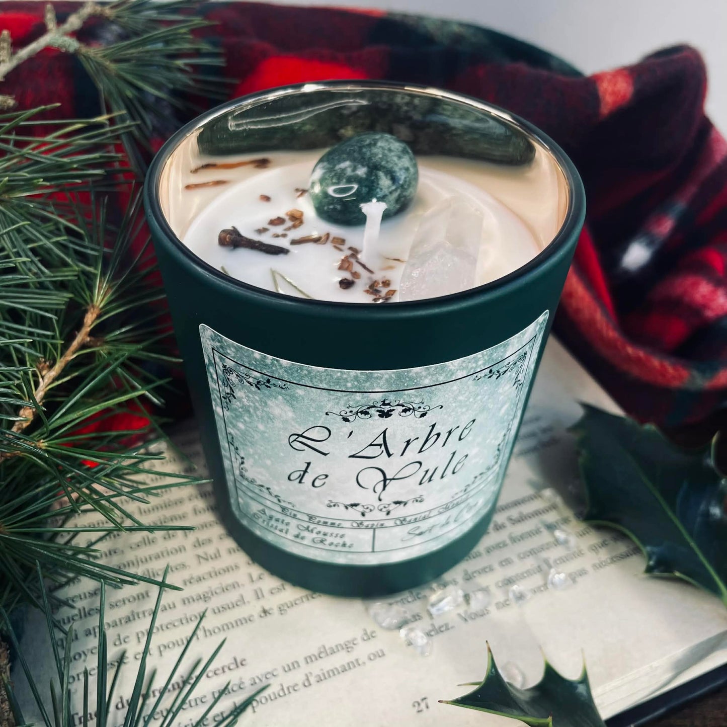 Bougie pot or et vert L'Arbre de Yule