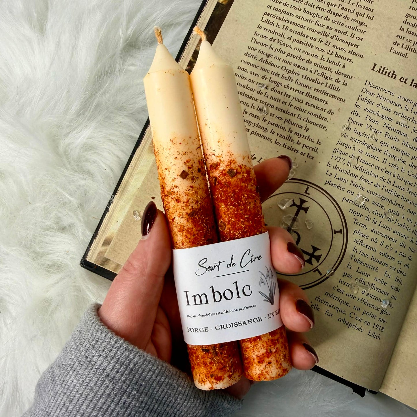 Duo de chandelles rituelles sabbat Imbolc