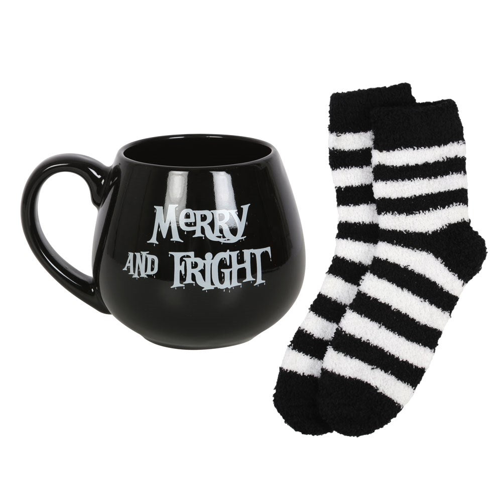 Coffret bougie mug et chaussettes " Merry and Fright"
