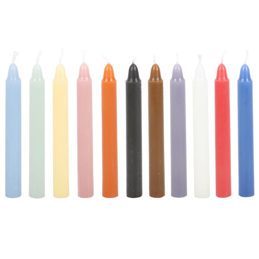 Paquet de 12 bougies chandelles rituelles pastel