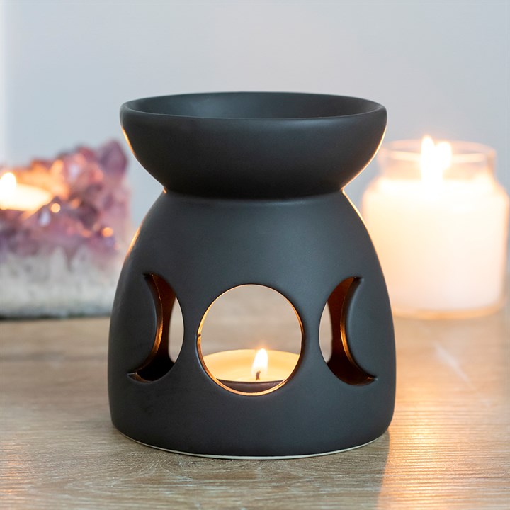 Brûleur à fondants parfumés triple lune noir