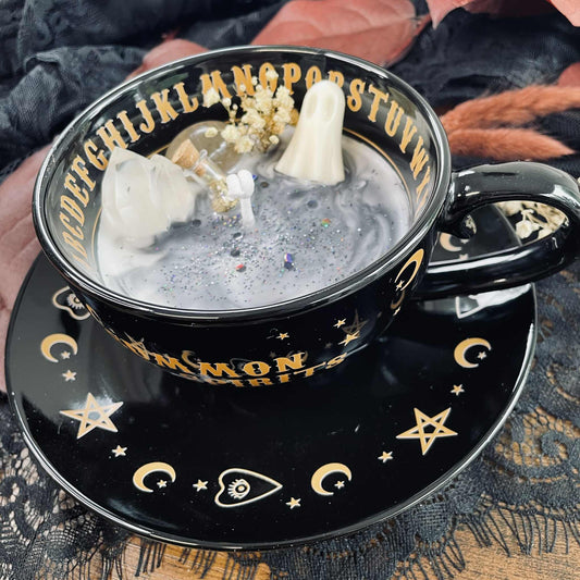 Bougie Tasse à thé et soucoupe noires