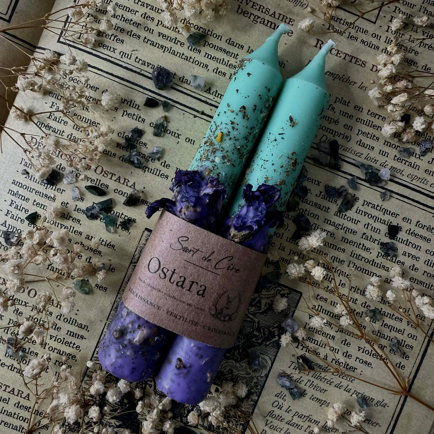 Duo de chandelles rituelles sabbat Ostara